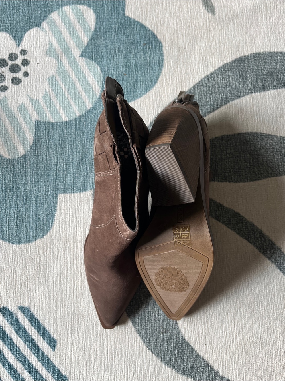 Vince Camuto Dark Brown Suede Pointed-Toe Ankle Booties